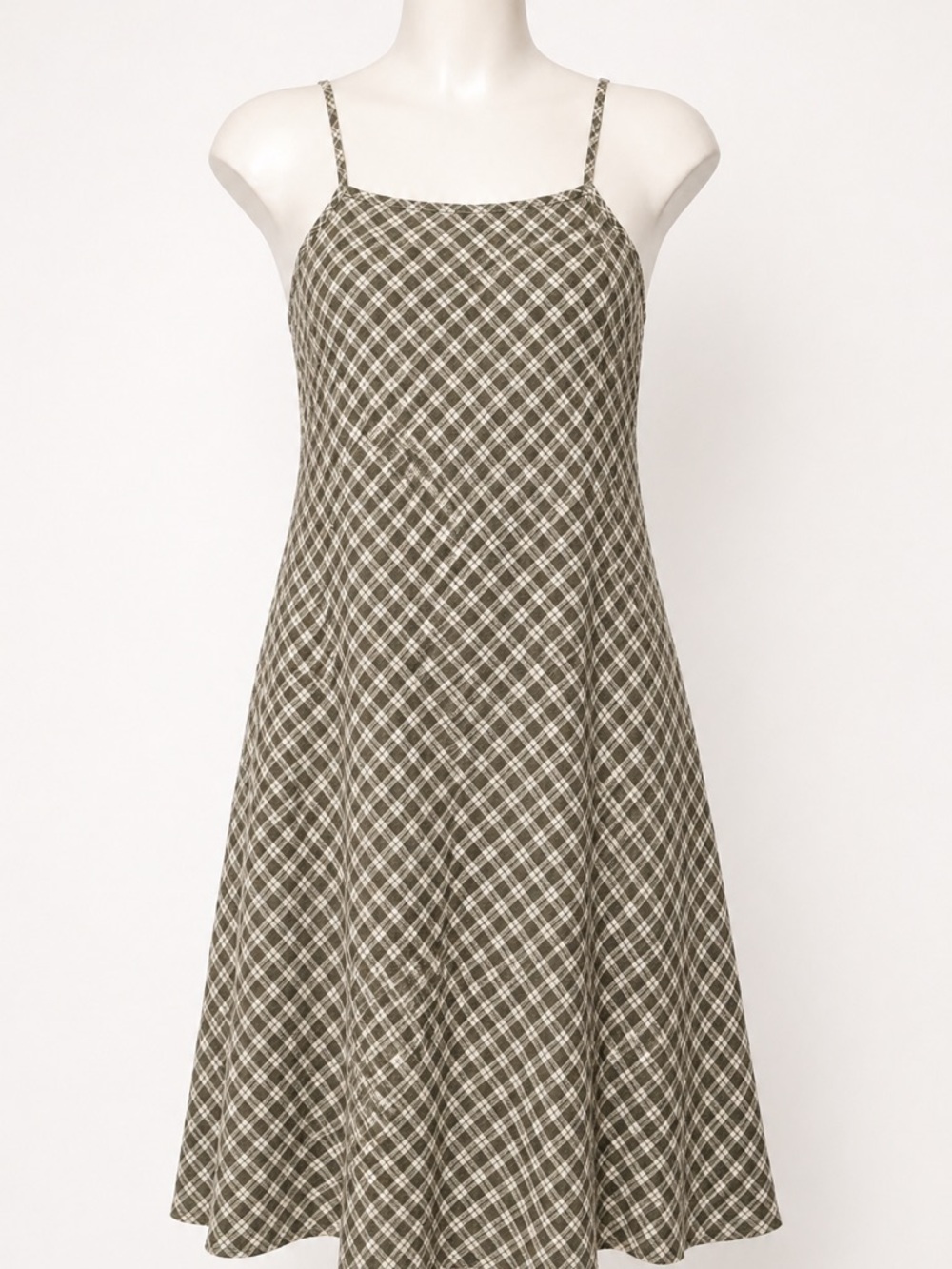 100% Linen Reliable Outdoor Goods Plaid Slip Dress XS Lightweight Summer